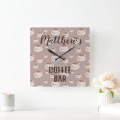 Gepersonaliseerde Coffee Bar Station Vierkante wan Klok (Huis)
