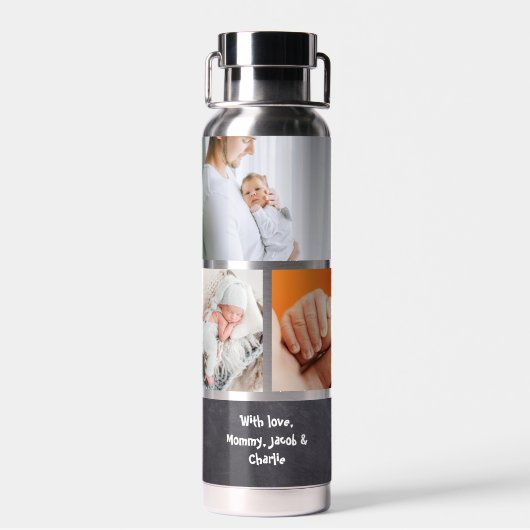 Gepersonaliseerde collage foto Beste vader ooit Waterfles (Achterkant)