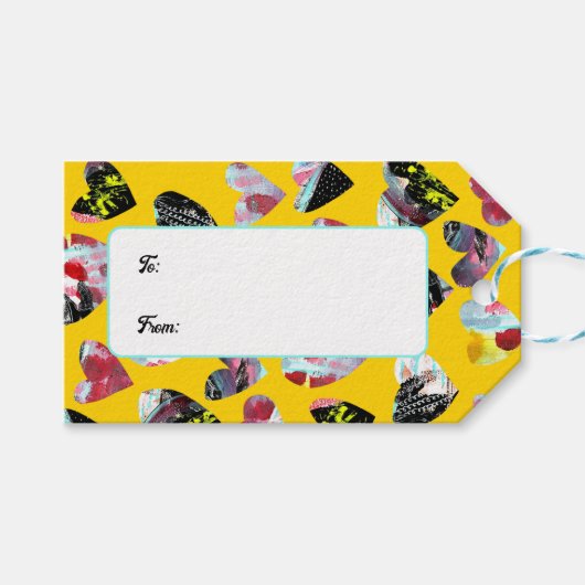 Gepersonaliseerde collage harten cadeaulabel (Voorkant (Horizontaal))