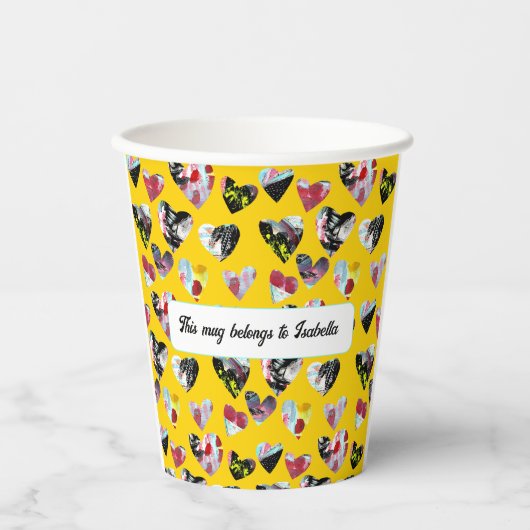 Gepersonaliseerde collage harten papieren bekers (Voorkant)