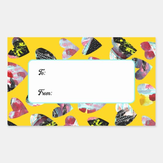 Gepersonaliseerde collage harten rechthoekige sticker (Voorkant)