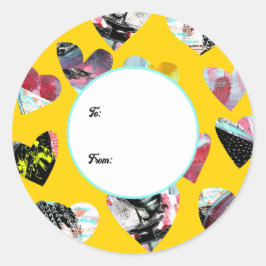 Gepersonaliseerde collage harten ronde sticker