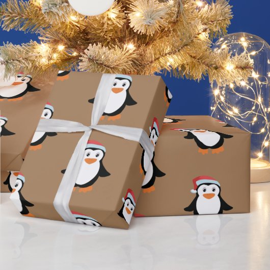 Gepersonaliseerde Collage Pinguïn – Grappige Kerst Cadeaupapier (Feestdagen)
