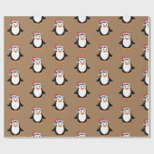 Gepersonaliseerde Collage Pinguïn – Grappige Kerst Cadeaupapier (Vlak)