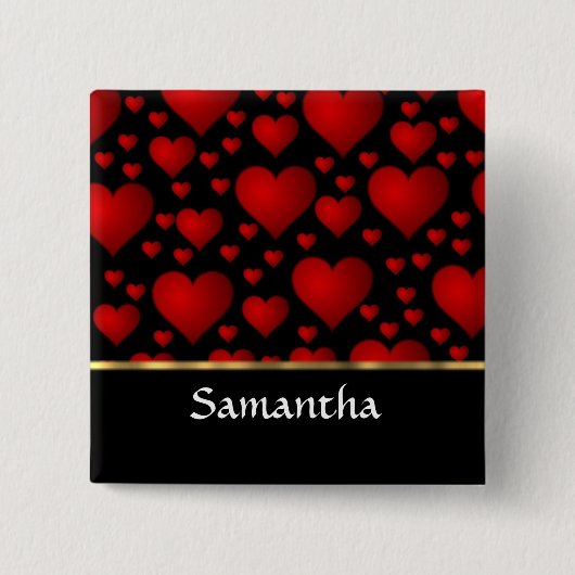 Gepersonaliseerde collage van het rode hart vierkante button 5,1 cm (Voorkant)
