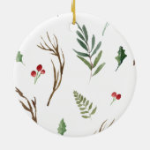 Gepersonaliseerde collega's Kerstmis Floral Orname Keramisch Ornament (Achterkant)