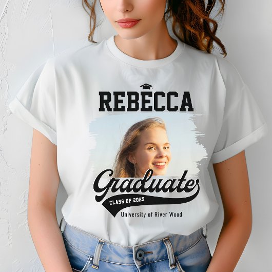 Gepersonaliseerde College Afstuderen Foto Afstuder T-shirt