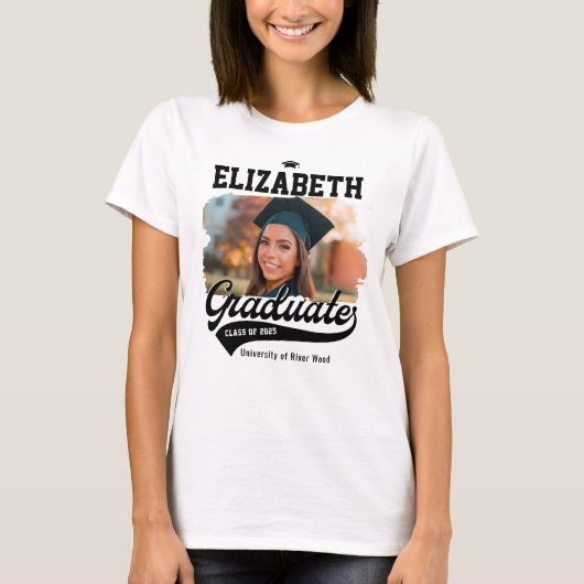 Gepersonaliseerde College Afstuderen Foto Afstuder T-shirt (Voorkant)