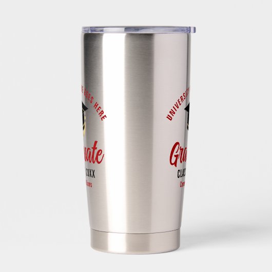 Gepersonaliseerde College Afstuderen Rood Afstuder Geïsoleerde Drinkbeker (Links)