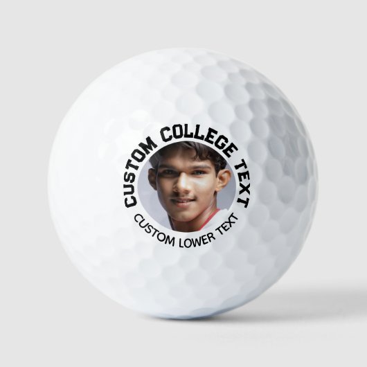 Gepersonaliseerde College Font Tekst Foto Golf Bal (Voorkant)