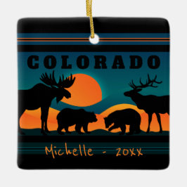 Gepersonaliseerde Colorado Mountain Sunset Kerstmi Keramisch Ornament
