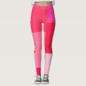 Gepersonaliseerde ColorBlock Roze en Rode Custom M Leggings (Voorkant)