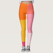 Gepersonaliseerde ColorBlock Roze Sinaasappel op m Leggings (Voorkant)