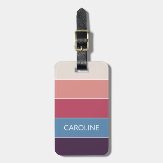 Gepersonaliseerde ColorBlock Stripes Lines Art Pat Bagagelabel (Voorkant verticaal)