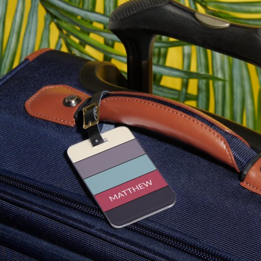 Gepersonaliseerde ColorBlock Stripes Lines Art Pat Bagagelabel (Voorkant Insitu 1)