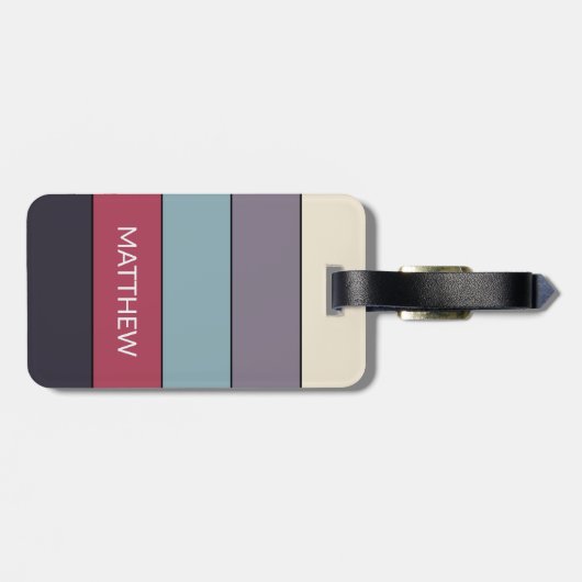 Gepersonaliseerde ColorBlock Stripes Lines Art Pat Bagagelabel (Achterkant horizontaal)