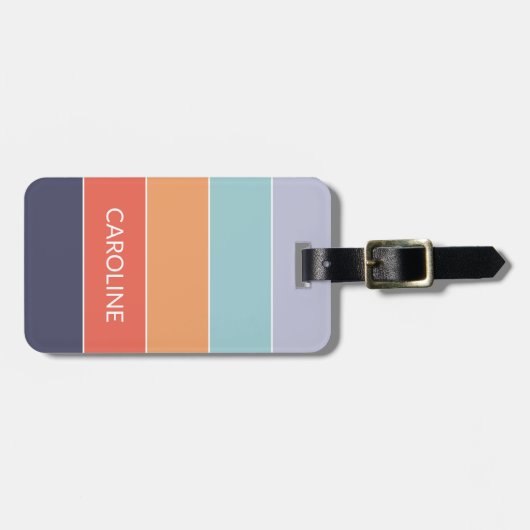 Gepersonaliseerde ColorBlock Stripes Lines Art Pat Bagagelabel (Voorkant horizontaal)