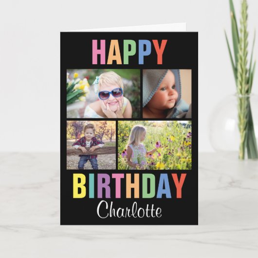Gepersonaliseerde Colorful Happy Birthday Foto Kaart (Voorkant)