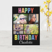 Gepersonaliseerde Colorful Happy Birthday Foto Kaart (Gele Bloem)
