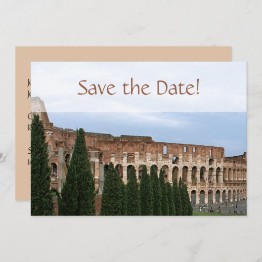 Gepersonaliseerde Colosseum Rome Italië Opslaan Da Save The Date (Voorkant / Achterkant)