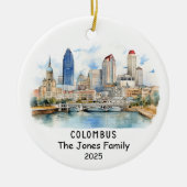 Gepersonaliseerde Columbus Ornament, Ohio Keramisch Ornament (Voorkant)