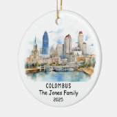 Gepersonaliseerde Columbus Ornament, Ohio Keramisch Ornament (Links)