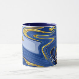 Gepersonaliseerde Combo Mok: Blauw & Goud accenten Mok