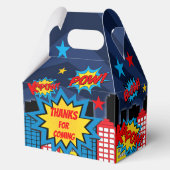 Gepersonaliseerde Comic Book Hero Party Boxes Bedankdoosjes (Achterkant)