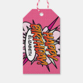 Gepersonaliseerde Comic Book Pop Art HAPPY BIRTHDA Cadeaulabel (Voorkant)