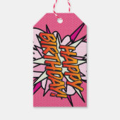 Gepersonaliseerde Comic Book Pop Art HAPPY BIRTHDA Cadeaulabel (Voorkant)