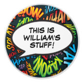 Gepersonaliseerde Comic Book Speech Bubble Fun Keramische Knop (Voorkant)