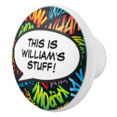 Gepersonaliseerde Comic Book Speech Bubble Fun Keramische Knop (Rechts)