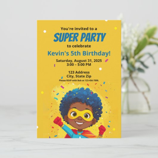 Gepersonaliseerde Comic Book Style Super Hero Uitn Kaart (Staand voorkant)