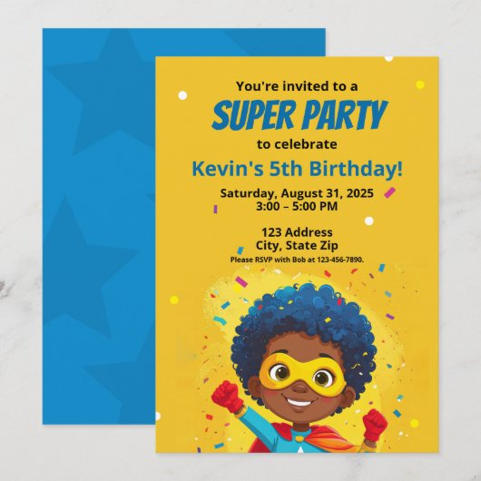 Gepersonaliseerde Comic Book Style Super Hero Uitn Kaart (Voorkant / Achterkant)