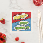 Gepersonaliseerde Comic Book Superhero Baby shower Servet (Insitu)