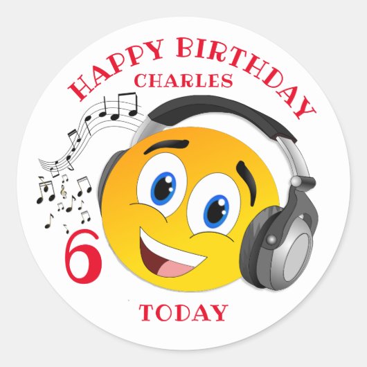 Gepersonaliseerde Comic Emoji Kinder leeftijd Verj Ronde Sticker (Voorkant)