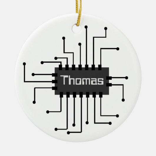 Gepersonaliseerde computer IC-chip afbeelding Keramisch Ornament (Voorkant)