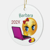 Gepersonaliseerde Computer Meisje Kerstboom Keramisch Ornament (Links)