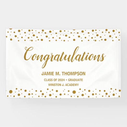 Gepersonaliseerde Confetti Afstuderen Spandoek (Horizontaal)