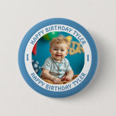 Gepersonaliseerde Confetti foto, naam en leeftijd  Ronde Button 5,7 Cm (Voorkant)