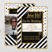Gepersonaliseerde Confetti Stripe huwelijksuitnodi Kaart (Voorkant / Achterkant)