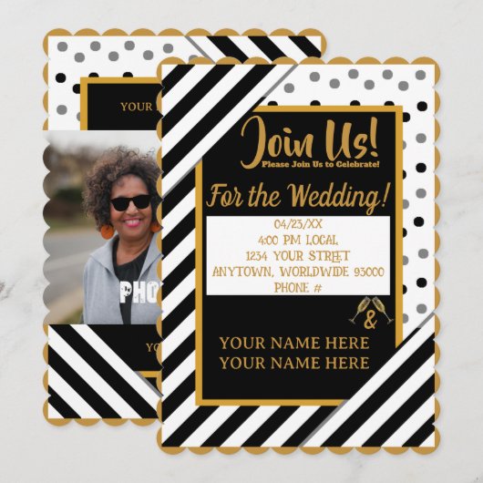 Gepersonaliseerde Confetti Stripe huwelijksuitnodi Kaart (Voorkant / Achterkant)