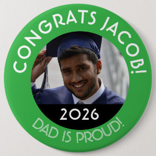 Gepersonaliseerde Congrats Afstudeerder Foto Papa Ronde Button 6,0 Cm