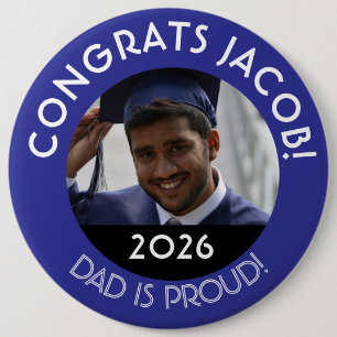 Gepersonaliseerde Congrats Afstudeerder Foto Papa  Ronde Button 6,0 Cm