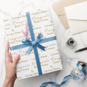 Gepersonaliseerde Congrats Naam! op Luxor Gold Wed Cadeaupapier