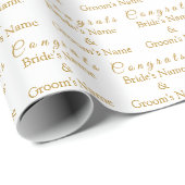 Gepersonaliseerde Congrats Naam! op Luxor Gold Wed Cadeaupapier (Rol Hoek)