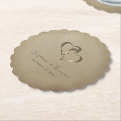 Gepersonaliseerde Connected Hearts Gold Kartonnen Onderzetters (Gekanteld)