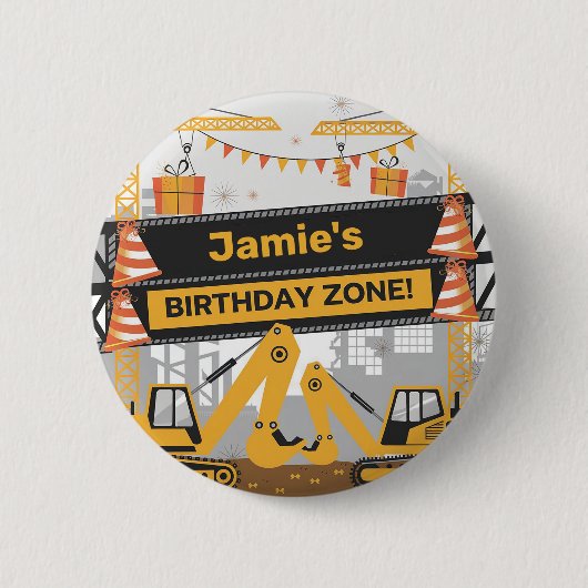 Gepersonaliseerde constructie Verjaardagszone Ontw Ronde Button 5,7 Cm (Voorkant)