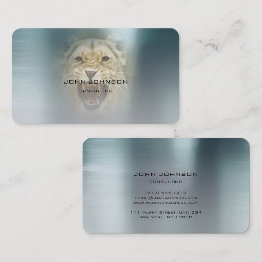 Gepersonaliseerde Consulting Lion Blue Metallic St Visitekaartje (Voorkant / Achterkant)