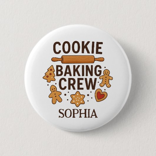 Gepersonaliseerde Cookie Baking Crew – Aangepaste  Ronde Button 5,7 Cm (Voorkant)